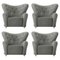 Grey Hallingdal the Tired Man Lounge Chair by Lassen, Set of 4, Image 1