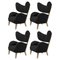 Black Raf Simons Vidar3 Natural Oak My Own Chair Lounge Chair by Lassen, Set of 4 1