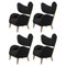 Black Raf Simons Vidar3 Natural Oak My Own Chair Lounge Chair by Lassen, Set of 4, Image 1