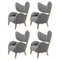 Grey Raf Simons Vidar 3 Natural Oak My Own Chair Lounge Chair by Lassen, Set of 4, Image 1