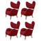 Red Raf Simons Vidar 3 Natural Oak My Own Chair Lounge Chairs by Lassen, Set of 4 1