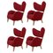 Red Raf Simons Vidar 3 Natural Oak My Own Chair Lounge Chairs by Lassen, Set of 4, Image 1