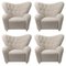 Dark Beige Sahco Zero the Tired Man Lounge Chairs by Lassen, Set of 4, Image 1