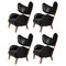 Black Leather Smoked Oak My Own Chair Lounge Chairs by Lassen, Set of 4 1