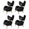 Black Leather Natural Oak My Own Chair Lounge Chairs by Lassen, Set of 4 1