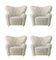 Green Tea Sheepskin the Tired Man Lounge Chair by Lassen, Set of 4 2