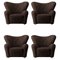 Espresso Sheepskin the Tired Man Lounge Chair by Lassen, Set of 4 1