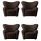 Espresso Sheepskin the Tired Man Lounge Chair by Lassen, Set of 4, Image 1