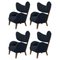 Blue Raf Simons Vidar 3 Smoked Oak My Own Chair Lounge Chair by Lassen, Set of 4 1