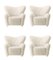 Off White Sheepskin the Tired Man Lounge Chair by Lassen, Set of 4 2