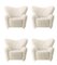 Off White Sheepskin the Tired Man Lounge Chair by Lassen, Set of 4, Image 2