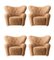 Honey Sheepskin the Tired Man Lounge Chair by Lassen, Set of 4 2