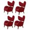 Red Raf Simons Vidar 3 Smoked Oak My Own Lounge Chair by Lassen, Set of 4 1