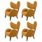 Orange Raf Simons Vidar 3 Smoked Oak My Own Lounge Chair by Lassen, Set of 4, Image 1