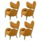 Orange Raf Simons Vidar 3 Natural Oak My Own Lounge Chair by Lassen, Set of 4, Image 1