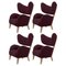 Maroon Raf Simons Vidar 3 Natural Oak My Own Lounge Chair by Lassen, Set of 4 1