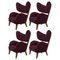 Maroon Raf Simons Vidar 3 Smoked Oak My Own Lounge Chairs by Lassen, Set of 4 1