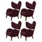 Maroon Raf Simons Vidar 3 Smoked Oak My Own Lounge Chairs by Lassen, Set of 4, Image 1