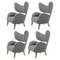 Grey Sahco Zero Natural Oak My Own Chair Lounge Chairs by Lassen, Set of 4 1