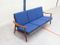 Mid-Century Afrormosia & Blue Fabric Three Seater Sofa 3