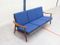 Mid-Century Afrormosia & Blue Fabric Three Seater Sofa, Image 3