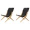 Natural Oiled Oak and Black Leather Saxe Chairs by Lassen, Set of 2, Image 1