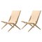 Chaises Saxe en Chêne Naturel et Cuir Naturel par Lassen, Set de 2 1