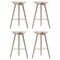 Oak and Brass Bar Stools by Lassen, Set of 4 1