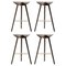 Brown Oak and Brass Bar Stools by Lassen, Set of 4 1