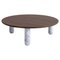 Round Sunday Coffee Table in Walnut and White Marble by Jean-Baptiste Souletie 1