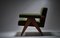 Mid-Century Style Geometric Framed Armchair in Olive Boucle, Denmark 1990s 12