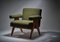 Mid-Century Style Geometric Framed Armchair in Olive Boucle, Denmark 1990s, Image 1