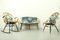 Set da salotto in vimini e metallo con divano, sedia e sedia a dondolo di Rohé Noordwolde, anni '60, set di 3, Immagine 3