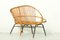 Set da salotto in vimini e metallo con divano, sedia e sedia a dondolo di Rohé Noordwolde, anni '60, set di 3, Immagine 5