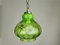 Mid-Century French Country Style Emerald Green Glass Hanging Lamp, 1970s 1