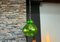 Mid-Century French Country Style Emerald Green Glass Hanging Lamp, 1970s 5