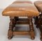 Spanish Alder Coffee Table with Alder and Leather Stools, 1960s, Set of 5 13