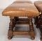 Spanish Alder Coffee Table with Alder and Leather Stools, 1960s, Set of 5, Image 13