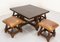 Spanish Alder Coffee Table with Alder and Leather Stools, 1960s, Set of 5, Image 11