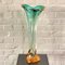 Vaso grande in vetro di Murano verde e ambra di Sommerso, anni '60, Immagine 1