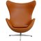 Egg Chair aus Whiskyfarbenem Nevada Anilin Leder von Arne Jacobsen für Fritz Hansen, 1960er 1