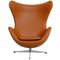 Egg Chair in Whisky-Colored Nevada Aniline Leather by Arne Jacobsen for Fritz Hansen, 1960s 1