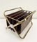 Italian Brass and Leatherette Magazine Holder from Castelli, 1960s, Image 1