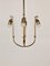 Lampadario a quattro braccia in ottone con paralumi in seta, Austria, anni '30, Immagine 11
