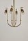 Lampadario a quattro braccia in ottone con paralumi in seta, Austria, anni '30, Immagine 12