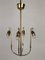 4-Arm Chandelier in Brass with Silk Shades, Austria, 1930s 16