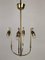 Lampadario a quattro braccia in ottone con paralumi in seta, Austria, anni '30, Immagine 16