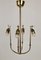 4-Arm Chandelier in Brass with Silk Shades, Austria, 1930s 15