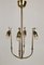 Lampadario a quattro braccia in ottone con paralumi in seta, Austria, anni '30, Immagine 15