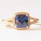Modern 10k Yellow Gold with Synthetic Sapphire and Diamonds Ring 10